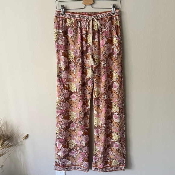 World Market Bohemian Print Floral Pants Elastic Waist Size S/M - Picture 1 of 11
